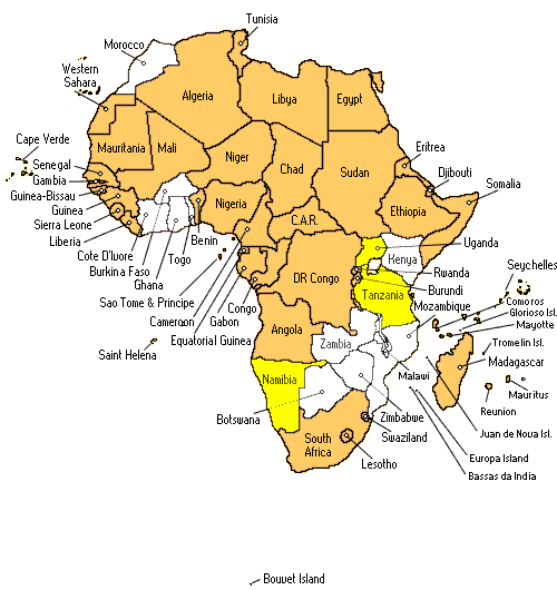map of Greg Vogl's travels in Africa