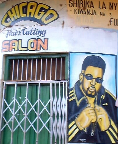 Chicago hair cutting salon (mural), Bukoba, Tanzania, 2002