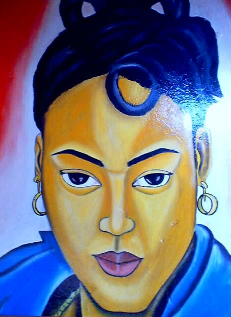 woman in blue (mural), Bukoba, Tanzania, 2002