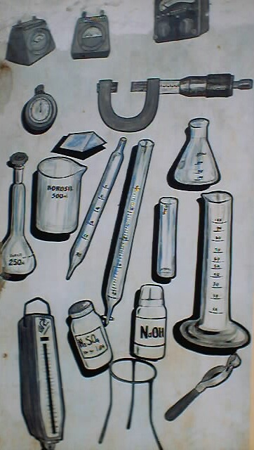 scientific instruments (mural), Bukoba, Tanzania, 2002