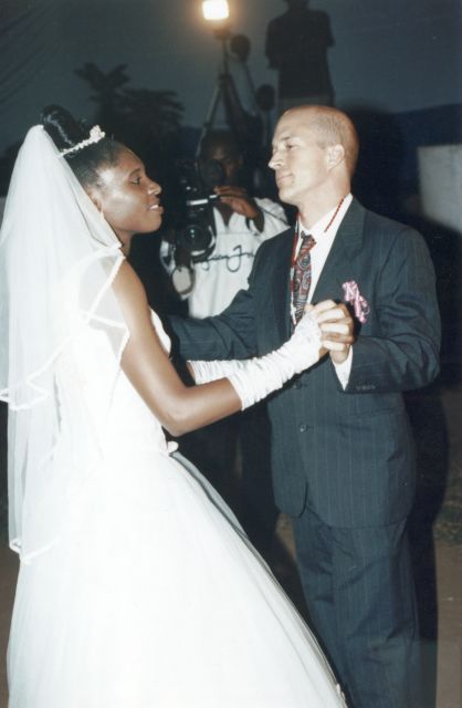 Greg and Joanitha dancing at wedding reception, Bukoba, Tanzania, 2003