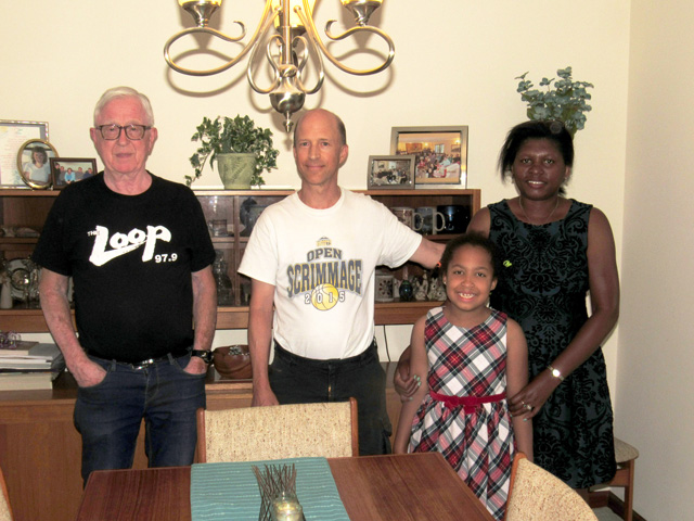 Dave, Greg, Irene and Joanitha at Dave's house, Wheaton, Illinois, 2021