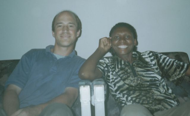 Greg and Joanitha at the Mount Elgon Hotel, Mount Elgon, Uganda, 2003