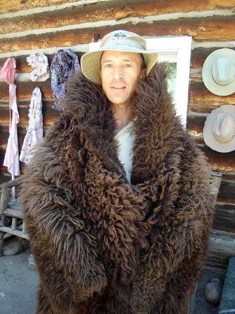 Greg in bear skin, Rocky Mountain National Park, Colorado, 2012