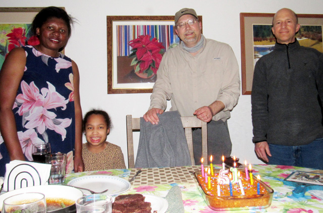 Joanitha, Irene, Tom and Greg at Greg's birthday, Fort Collins, Colorado, 2021