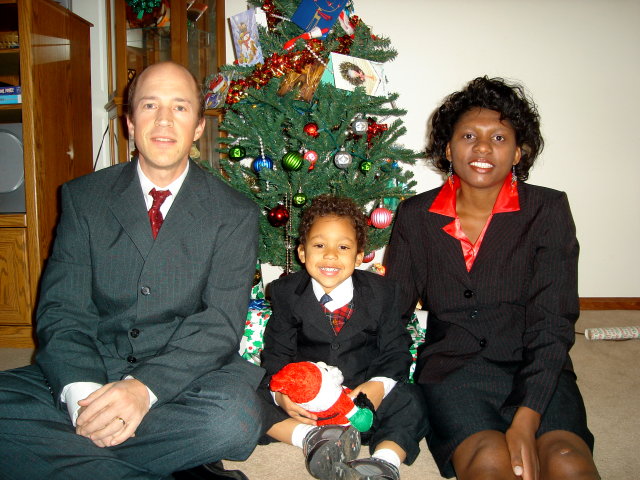 Greg, Joanitha and Joachim on Christmas morning, Fort Collins, Colorado, 2008