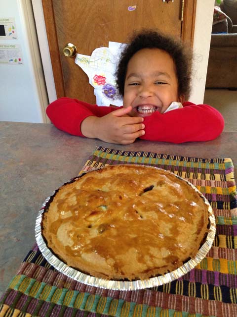 Irene with pie, Fort Collins, Colorado, 2018