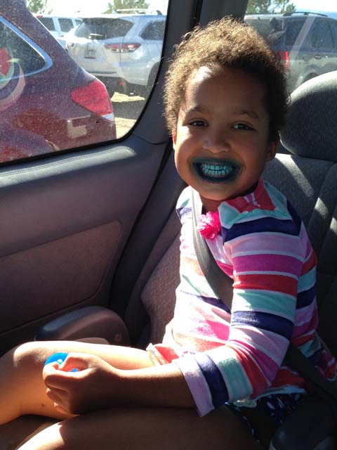 Irene with blue lips, Fort Collins, Colorado, 2018
