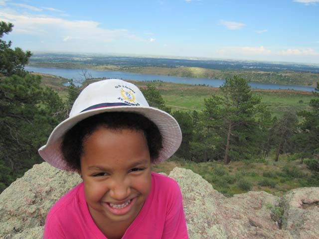 Irene with golf hat, Lory State Park, Colorado, 2019