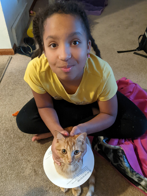 Irene with Elli the cat, Fort Collins, Colorado, 2022