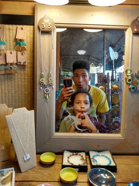 Irene and Joachim in the mirror, Fort Collins, Colorado, 2021
