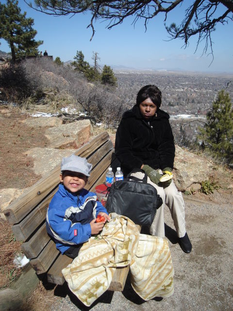 Joachim and Joanitha at a winter picnic, Boulder, Colorado, 2008