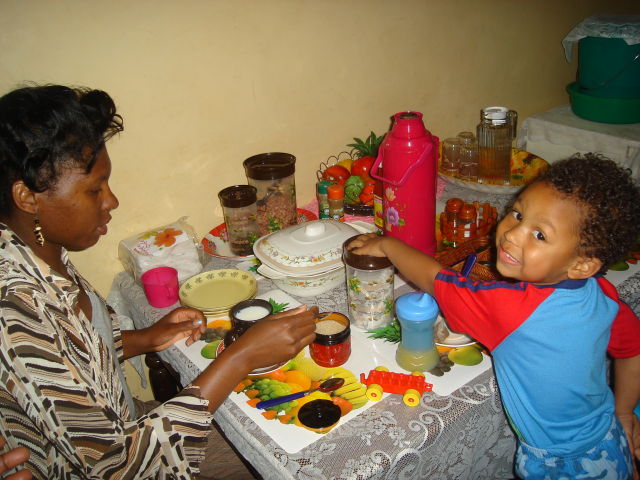Joanitha and Joachim having tea, Bukoba, Tanzania, 2008