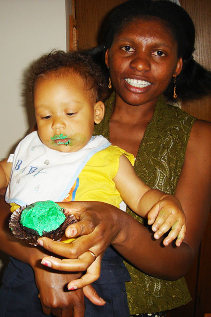 Joanitha and Joachim with cupcake, Fort Collins, Colorado, 2006