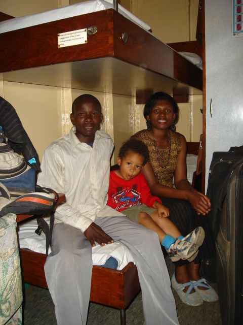 Joanitha, Joachim and John in the first-class cabin on the MV Victoria, Bukoba, Tanzania, 2008