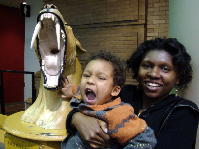 Joanitha and Joachim with saber-tooth tiger, Denver Museum of Nature and Science, Denver, Colorado, 2009