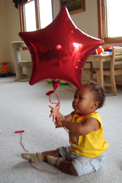 Joachim with balloon, Fort Collins, Colorado, 2006