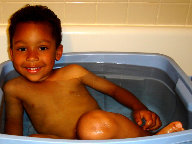 Joachim in his tub, Fort Collins, Colorado, 2009