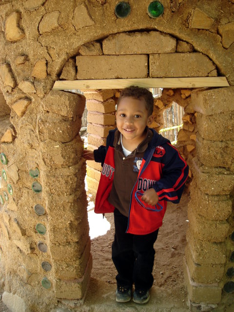 Joachim in a brick doorway, children's museum, Santa Fe, New Mexico, 2009