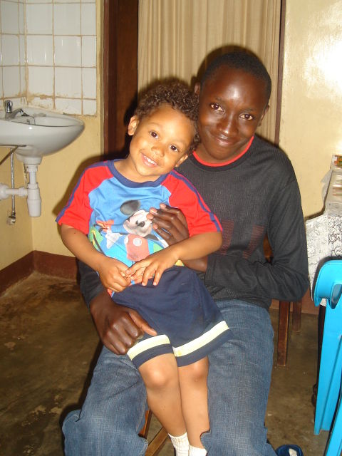 Joachim with Geraldina's son Eddie, Bukoba, Tanzania, 2008