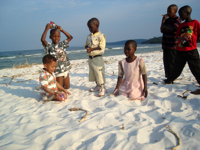 Joachim and kids on a beach, Bukoba, Tanzania, 2008