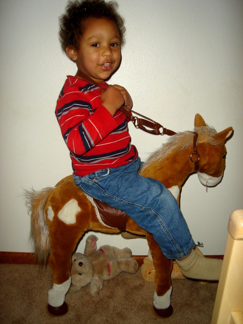 Joachim on his toy horse, Fort Collins, Colorado, 2008