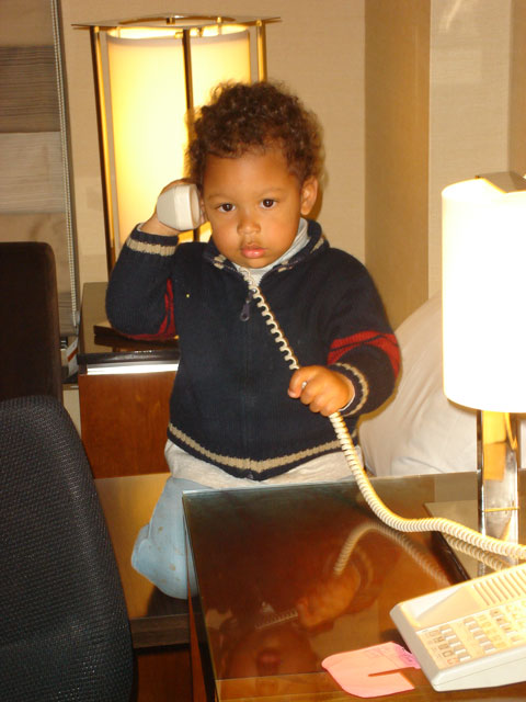 Joachim using the phone at the Hyatt, Washington, DC, 2007
