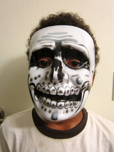 Joachim with a skeleton mask, Fort Collins, Colorado, 2014