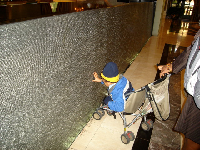 Joachim touching a water wall, Las Vegas, Nevada, 2009