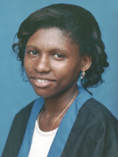 Joanitha in academic gown, Bukoba, Tanzania, 1999