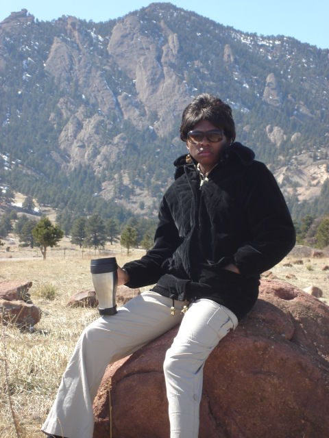 Joanitha on a boulder, Boulder, Colorado, 2008