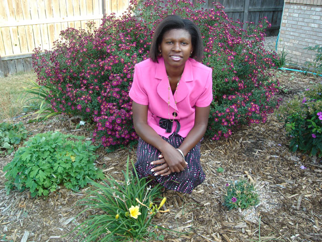 Joanitha in our front yard, Fort Collins, Colorado, 2010