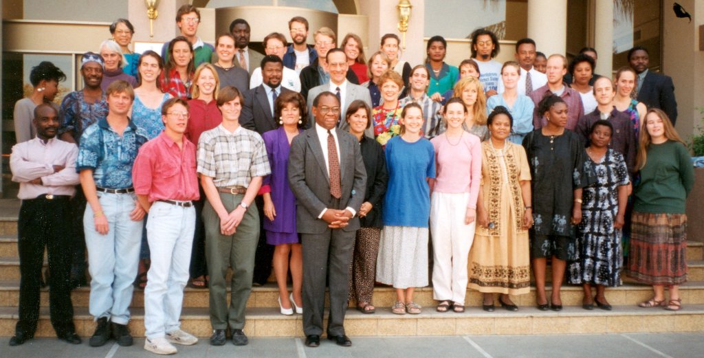 Peace Corps Namibia 7 Volunteers at completion of service, Windhoek, Namibia, 1996