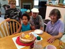 Dylan, Irene, Don and Colette with birthday cake, Fort Collins, Colorado, 2017