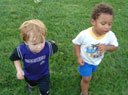 Dylan and Joachim running, Fort Collins, Colorado, 2007