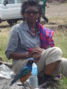 Joanitha with bird, Ngorongoro, Tanzania, 2008