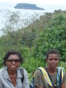 Joanitha and friend with view of Musira Island, Bukoba, Tanzania, 2008