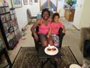 Joanitha and Irene with birthday cake, Fort Collins, Colorado, 2019