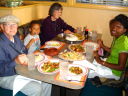 Joanitha, Joachim and grandparents at a Chinese restaurant, Taos, New Mexico, 2009
