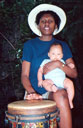 Joanitha and Joachim with drum, Denver, Colorado, 2005