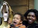 Joanitha and Joachim with saber-tooth tiger, Denver Museum of Nature and Science, Denver, Colorado, 2009