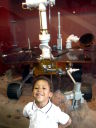 Joachim by a Mars exploration vehicle, Denver, Colorado, 2009