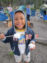 Joachim with a marshmallow, Rocky Mountain National Park, Colorado, 2011