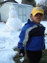 Joachim with snowman, Fort Collins, Colorado, 2008