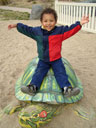 Joachim on a turtle, Fort Collins, Colorado, 2007