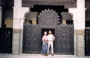 Mary and Mohammed in a doorway, Médersa Bou Inania, Meknès, Morocco, 1992