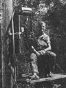 Michael Vogl on a utility pole, Milwaukee, Wisconsin, 1940