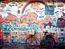 bicycle and mural, Swakopmund, Namibia, 1997