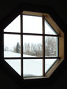 snowy view from octagon window, Fort Collins, Colorado, 2006