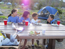 Joachim and kids at a picnic, Glacier Basin campground, Rocky Mountain National Park, Colorado, 2011